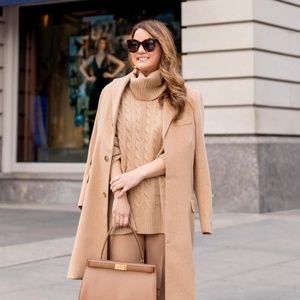 Ralph Lauren 100% Silk Tan Cable Turtleneck